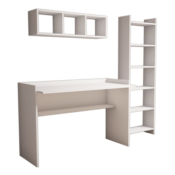 Hanah Home Hera Mesa de Estudio y Estantería con Estante de Pared Blanco Hanah Home Hera Mesa de Estudio y Estantería con Estante de Pared Blanco